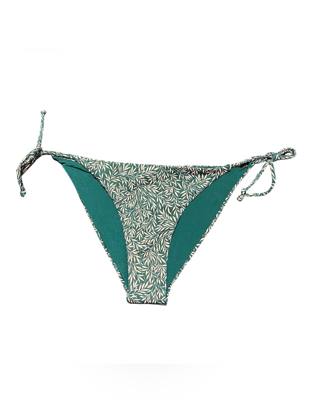 Onia Liberty Willow Wood Teal and Pink Leaf-Print Tie-Side Bikini Bottoms - Picture 2 of 5